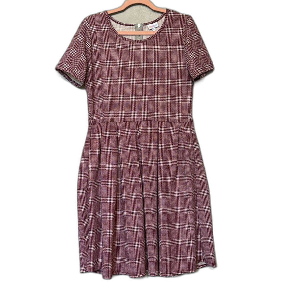 LuLaRoe Ameila Red & White Houndstooth Dress with Pockets  Size XL - Picture 1 of 4